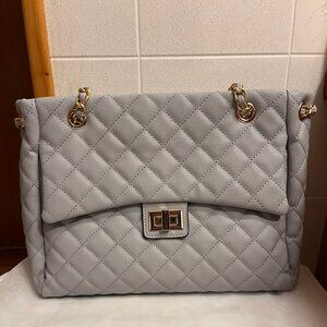 ELLO Quilted vegan leather Tote Bag in Gray